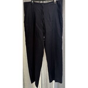 Dana Buchman‎ 100% Linen Black Trouser Pants Sz 8 Pockets Drawstring Zip Hi Rise